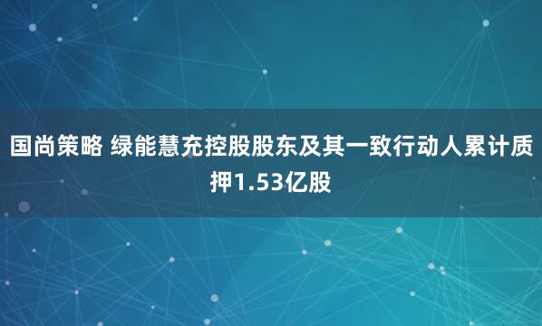国尚策略 绿能慧充控股股东及其一致行动人累计质押1.53亿股